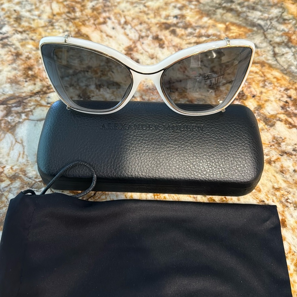 Alexander McQueen white cat eye sunglasses